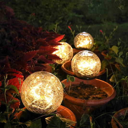 2-Piece Solar-Powered 5" Cracked Ball Lights (done)